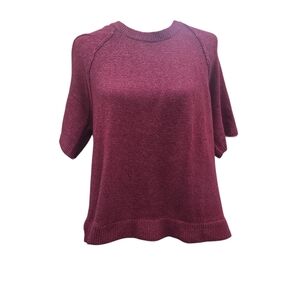 Design History Women's Short Sleeve Knit Top - Burgundy Rose T Shirt Lined